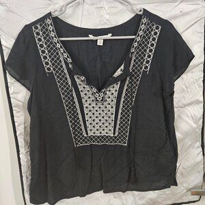 Monochrome Striped Short Sleeve Top